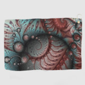 Abstracte Vivid Fantasy Fractal Art Bruin Blauw Golfhanddoek (Horizontaal)