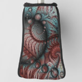 Abstracte Vivid Fantasy Fractal Art Bruin Blauw Golfheadcover (Draai 90)