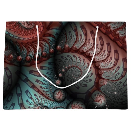 Abstracte Vivid Fantasy Fractal Art Bruin Blauw Groot Cadeauzakje (Voorkant)