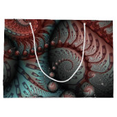 Abstracte Vivid Fantasy Fractal Art Bruin Blauw Groot Cadeauzakje (Achterkant)