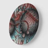 Abstracte Vivid Fantasy Fractal Art Bruin Blauw Grote Klok (Hoek)