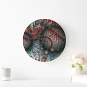 Abstracte Vivid Fantasy Fractal Art Bruin Blauw Grote Klok (Huis)