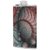 Abstracte Vivid Fantasy Fractal Art Bruin Blauw Heupfles (Links)