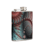 Abstracte Vivid Fantasy Fractal Art Bruin Blauw Heupfles (Rechts)