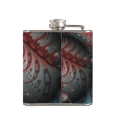 Abstracte Vivid Fantasy Fractal Art Bruin Blauw Heupfles (Achterkant)