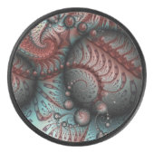 Abstracte Vivid Fantasy Fractal Art Bruin Blauw Hockey Puck (Voorkant)