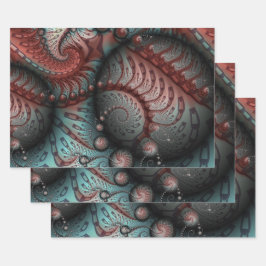 Abstracte Vivid Fantasy Fractal Art Bruin Blauw Inpakpapier Vel