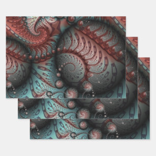 Abstracte Vivid Fantasy Fractal Art Bruin Blauw Inpakpapier Vel