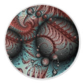 Abstracte Vivid Fantasy Fractal Art Bruin Blauw Keramische Knop (Voorkant)
