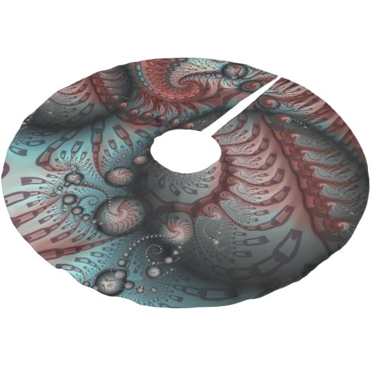 Abstracte Vivid Fantasy Fractal Art Bruin Blauw Kerstboom Rok (Gekanteld)