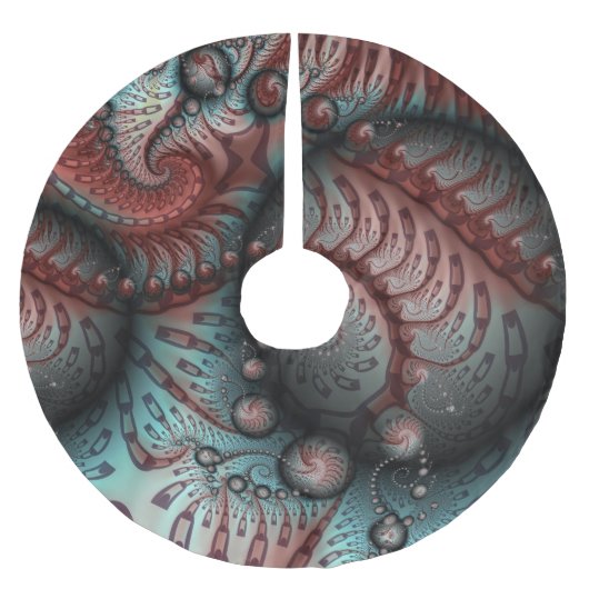 Abstracte Vivid Fantasy Fractal Art Bruin Blauw Kerstboom Rok (Voorkant)