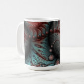 Abstracte Vivid Fantasy Fractal Art Bruin Blauw Koffiemok (Voorkant links)