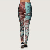 Abstracte Vivid Fantasy Fractal Art Bruin Blauw Leggings (Achterkant)