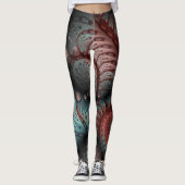 Abstracte Vivid Fantasy Fractal Art Bruin Blauw Leggings (Voorkant)