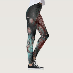 Abstracte Vivid Fantasy Fractal Art Bruin Blauw Leggings