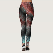Abstracte Vivid Fantasy Fractal Art Bruin Blauw Leggings (Achterkant)