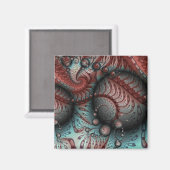 Abstracte Vivid Fantasy Fractal Art Bruin Blauw Magneet (Voorkant / Achterkant)