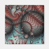 Abstracte Vivid Fantasy Fractal Art Bruin Blauw Magneet (Voorkant)