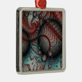 Abstracte Vivid Fantasy Fractal Art Bruin Blauw Metalen Ornament (Rechts)