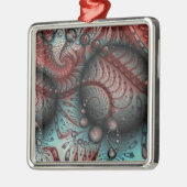 Abstracte Vivid Fantasy Fractal Art Bruin Blauw Metalen Ornament (Links)