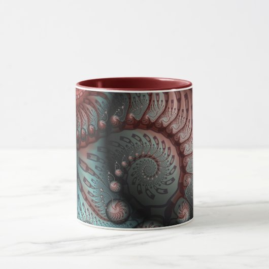 Abstracte Vivid Fantasy Fractal Art Bruin Blauw Mok (Midden)