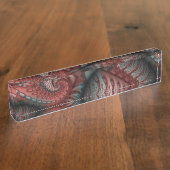 Abstracte Vivid Fantasy Fractal Art Bruin Blauw Naambordje (Zijkant)