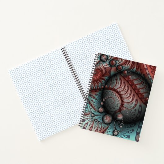 Abstracte Vivid Fantasy Fractal Art Bruin Blauw Notitieboek (Binnen)