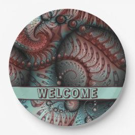 Abstracte Vivid Fantasy Fractal Art Bruin Blauw Papieren Bordje