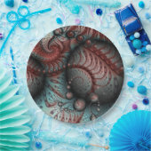 Abstracte Vivid Fantasy Fractal Art Bruin Blauw Papieren Bordje (Feest)