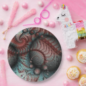 Abstracte Vivid Fantasy Fractal Art Bruin Blauw Papieren Bordje (Feest)