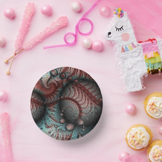 Abstracte Vivid Fantasy Fractal Art Bruin Blauw Papieren Kommen (Feest)