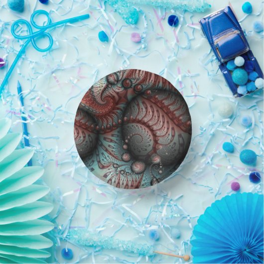 Abstracte Vivid Fantasy Fractal Art Bruin Blauw Papieren Kommen (Feest)