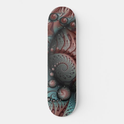 Abstracte Vivid Fantasy Fractal Art Bruin Blauw Persoonlijk Skateboard (Voorkant)