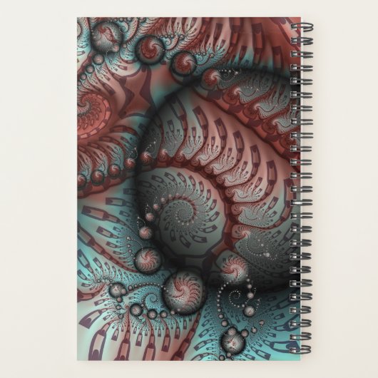 Abstracte Vivid Fantasy Fractal Art Bruin Blauw Planner (Achterkant)