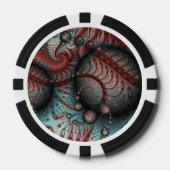 Abstracte Vivid Fantasy Fractal Art Bruin Blauw Poker Chips (Voorkant)