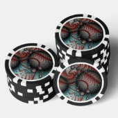 Abstracte Vivid Fantasy Fractal Art Bruin Blauw Poker Chips (Opstapeling)