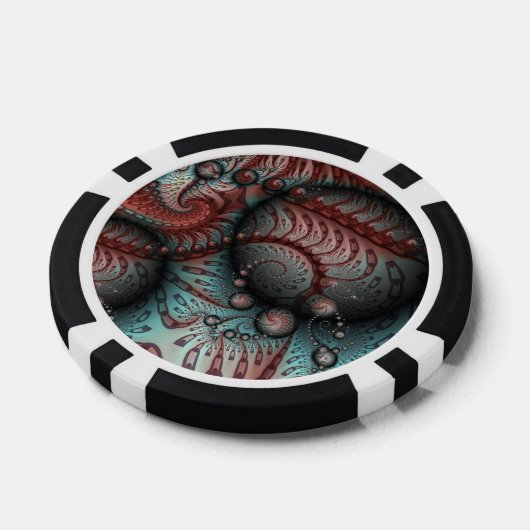 Abstracte Vivid Fantasy Fractal Art Bruin Blauw Poker Chips (Enkel)