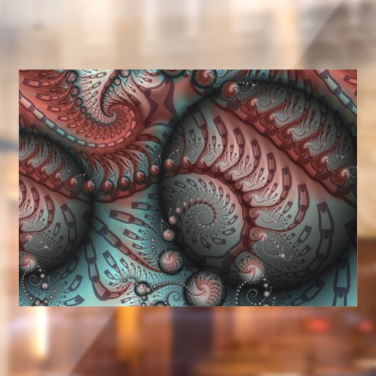 Abstracte Vivid Fantasy Fractal Art Bruin Blauw Raamsticker (Vel 2)