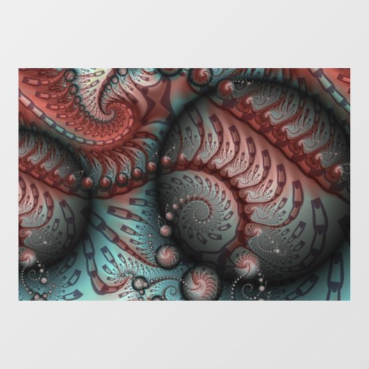 Abstracte Vivid Fantasy Fractal Art Bruin Blauw Raamsticker (Vel)