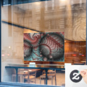 Abstracte Vivid Fantasy Fractal Art Bruin Blauw Raamsticker (Cafe Raam)