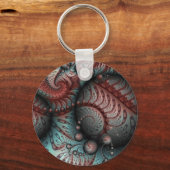 Abstracte Vivid Fantasy Fractal Art Bruin Blauw Sleutelhanger (Voorkant)