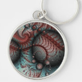 Abstracte Vivid Fantasy Fractal Art Bruin Blauw Sleutelhanger (Voorkant)