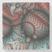 Abstracte Vivid Fantasy Fractal Art Bruin Blauw Stenen Onderzetter (Voorkant)