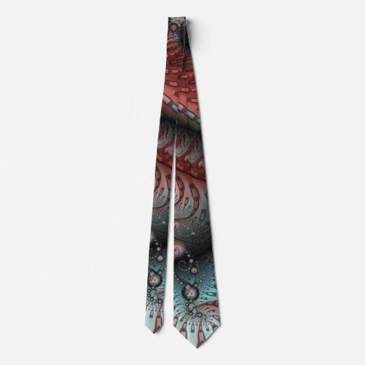Abstracte Vivid Fantasy Fractal Art Bruin Blauw Stropdas (Achterkant)