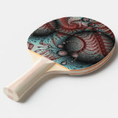 Abstracte Vivid Fantasy Fractal Art Bruin Blauw Tafeltennisbatje (Voorkant Gekanteld)