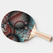 Abstracte Vivid Fantasy Fractal Art Bruin Blauw Tafeltennisbatje (Zijkant)