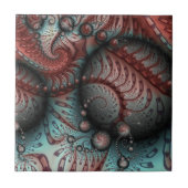 Abstracte Vivid Fantasy Fractal Art Bruin Blauw Tegeltje (Voorkant)