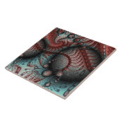 Abstracte Vivid Fantasy Fractal Art Bruin Blauw Tegeltje (Zijkant)