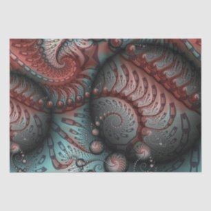 Abstracte Vivid Fantasy Fractal Art Bruin Blauw Tissuepapier