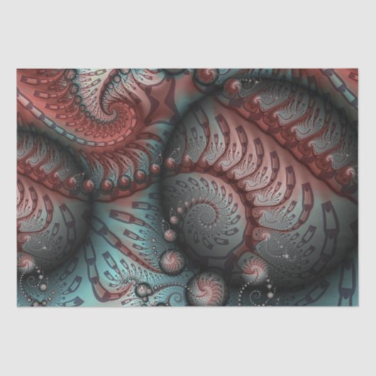 Abstracte Vivid Fantasy Fractal Art Bruin Blauw Tissuepapier (Voorkant)